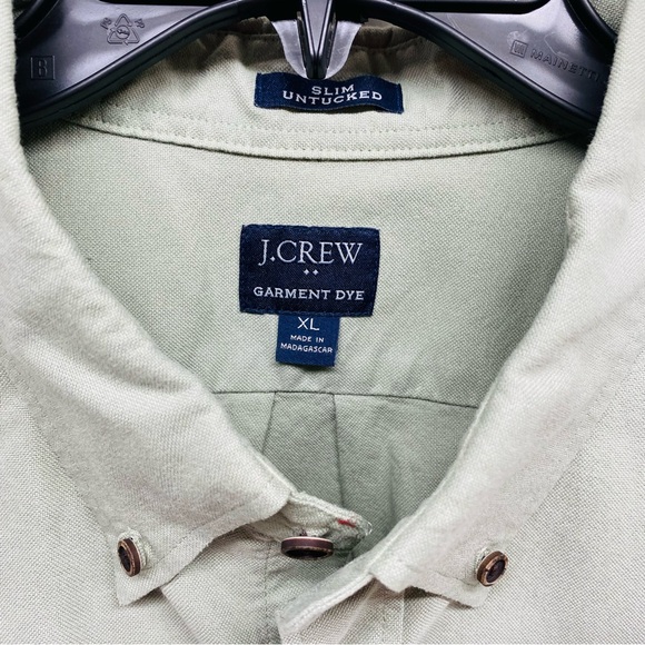 J Crew Factory Mens XL Green Button Down Slim Untucked 100% Cotton Chest Pocket - Picture 5 of 12